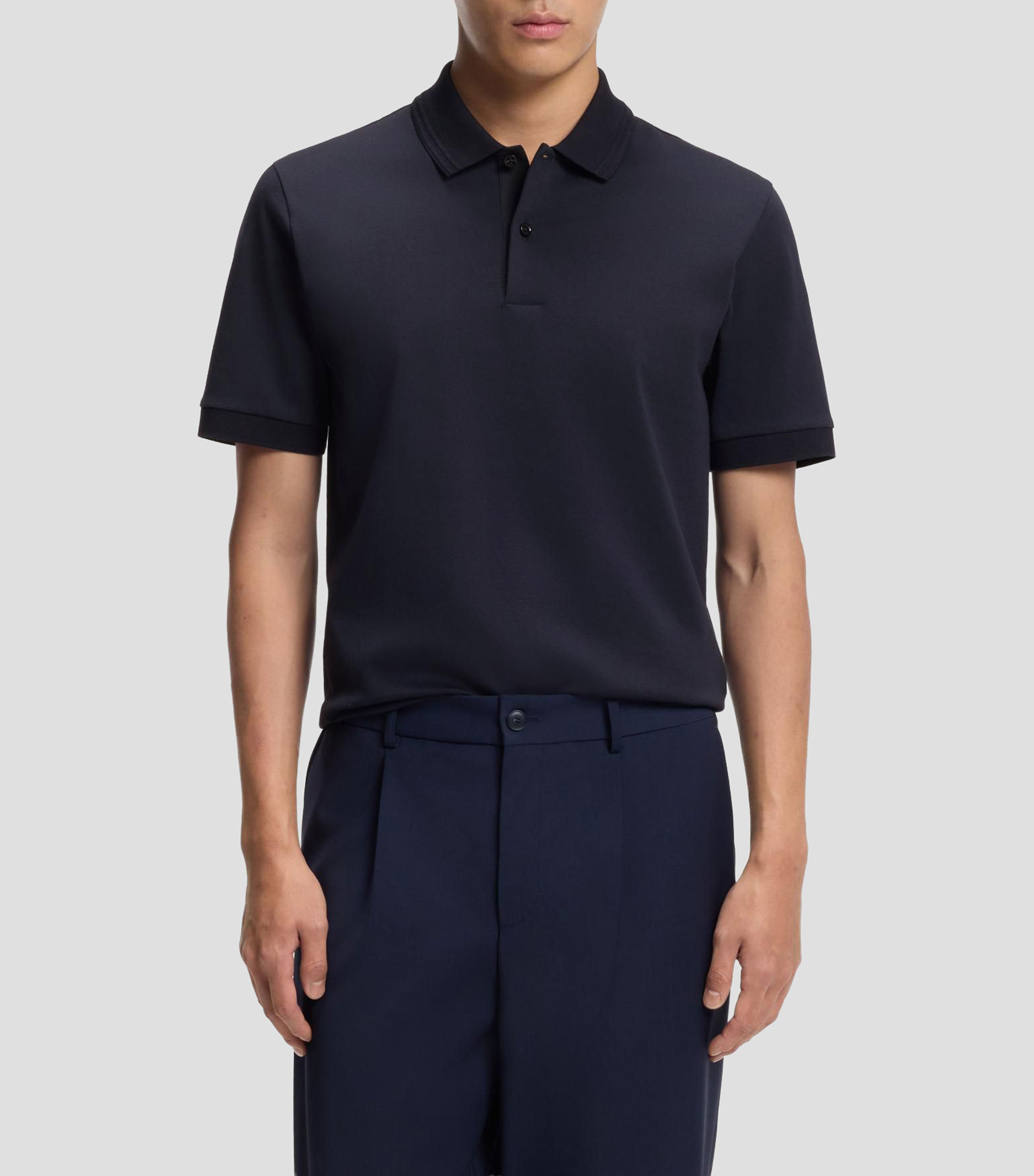 Playera polo Boss de algodón con monograma en el interior de la tapeta Hombre
